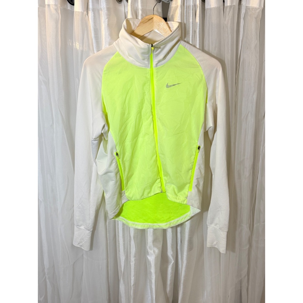 Nike Golf Jacket Mens XS White Neon Lime Dri-FIT Tour Performance Full Zip